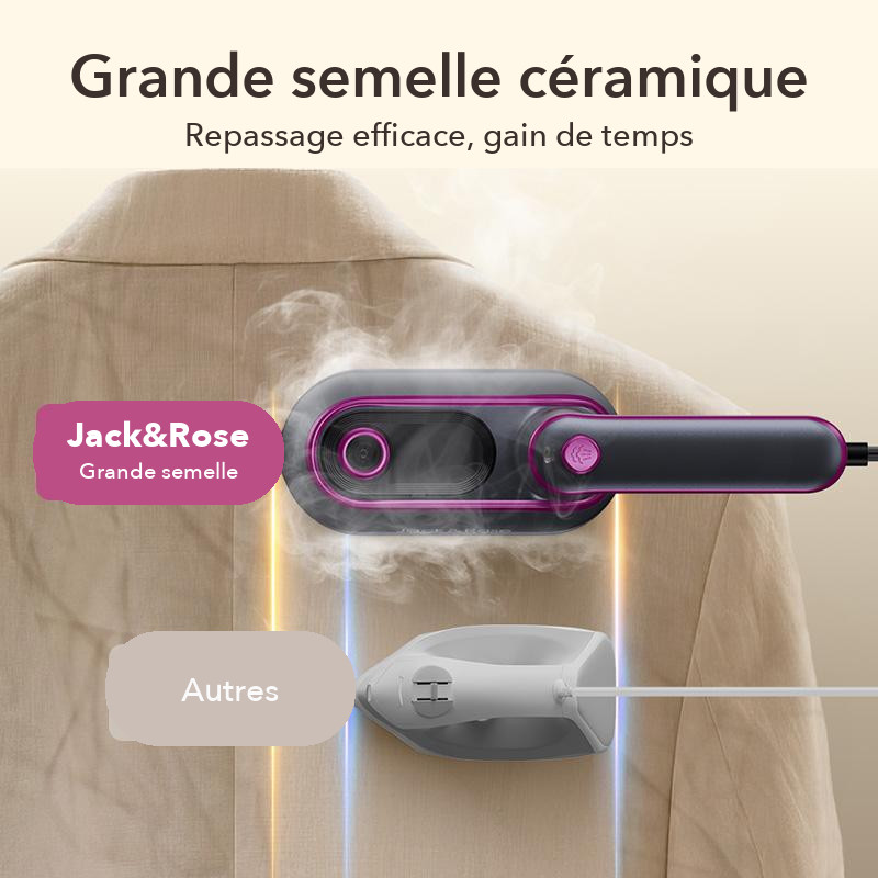 Grande semelle céramique comparée à un défroisseur classique